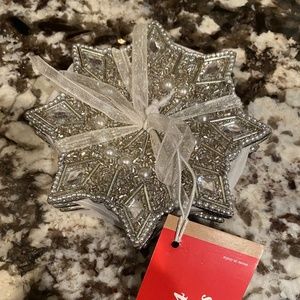 NEW Silver Beaded Snowflake Coasters